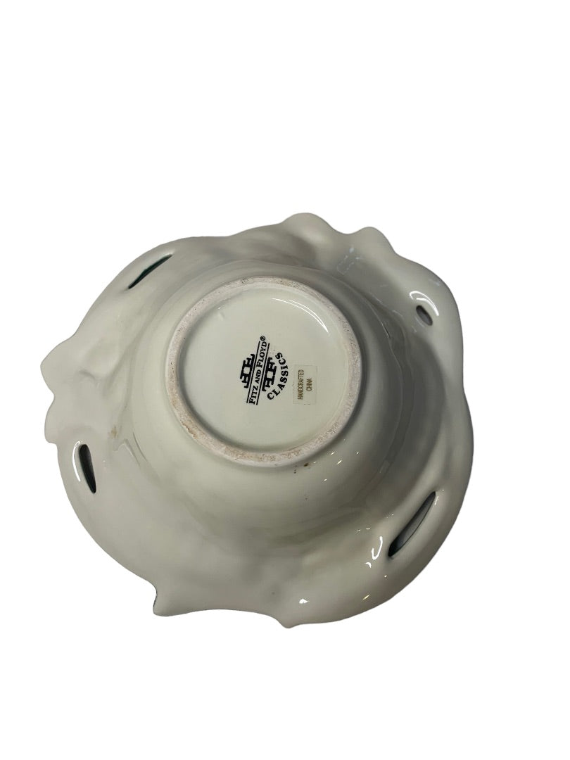 Fitz and Floyd Classic Venezia Flora Candy Mint Nut Bowl 7" Diameter