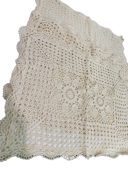 Set of 3 New Pinwheel Crocheted Cotton Ivory Placemats Rectangular Doilies