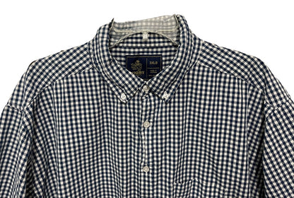 3XLB Rugby University 100% Cotton Plaid Button Down Short Sleeve Big Mens Shirt Pocket