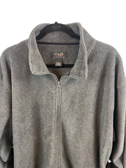 Large C&B Sport Mens Dark Gray Full Zip Fleece Jacket by Croft & Barrow