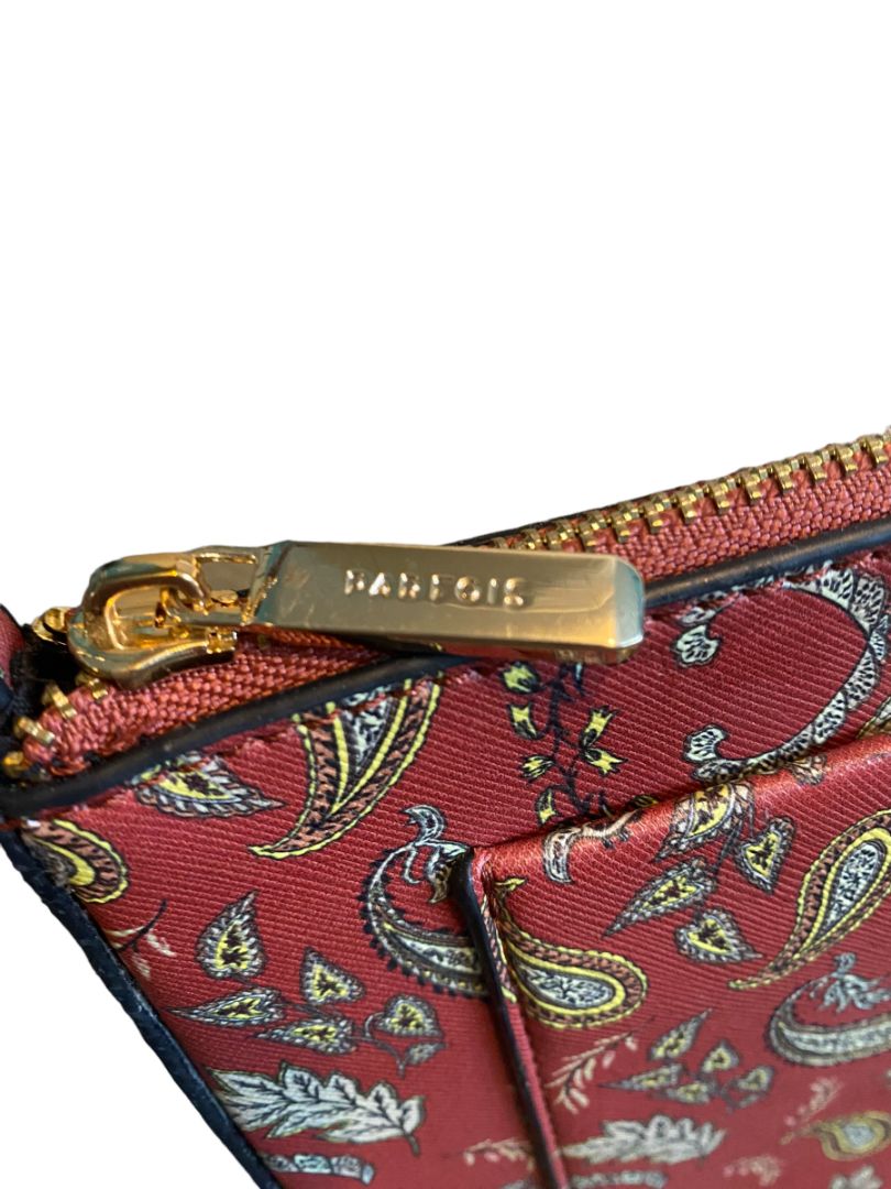 Parfois Red Paisley Crossbody Slim Pocketbook Adjustable Strap