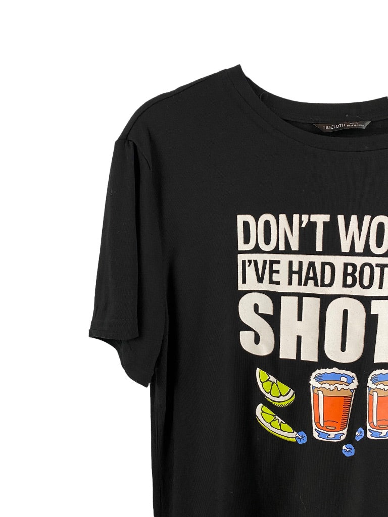 Large Lilicloth Men's Black "Don't Worry I 've Had Both My Shots" Tshirt