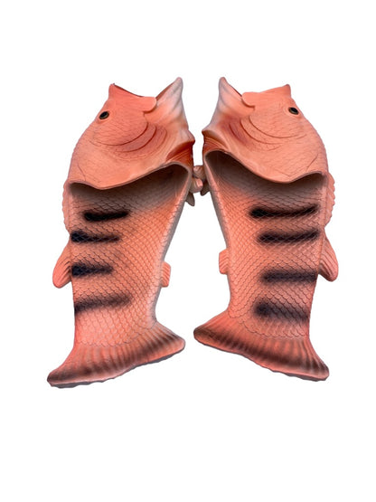 Size 7/8 (40/41) Shun Fish Novelty Sandal Slides Fishing Pink Women's