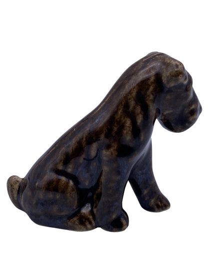 Vintage Dog Figurine Ceramic Brown Glaze 3"