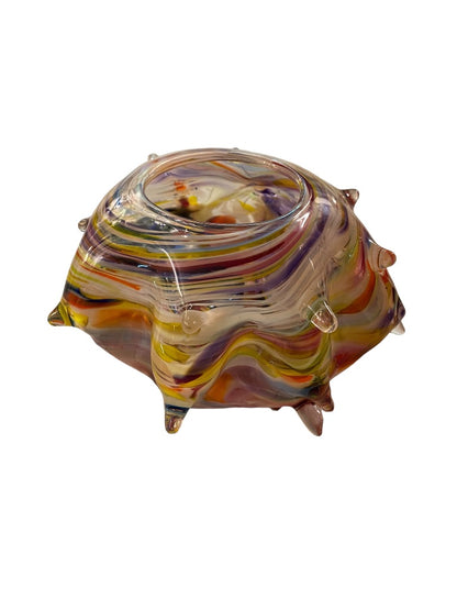 Signed James Hayes Art Glass Swirl Vessel Abstract Hand Blown  8.5" x 5.25