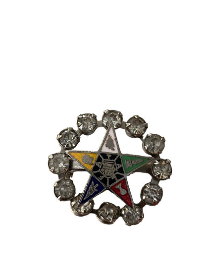 Masonic Pin Order of the Eastern Star Brooch Pin Silvertone .9" Diameter