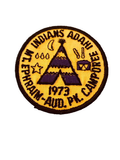 Girl Scout Patch Vintage 1973 Mt. Ephraim Aud Pk Camporee Indians ADAHI 3.2"