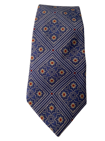 Vintage Blue Red Gold Necktie Mens Tie All Silk Imported from Italy 56"  Length