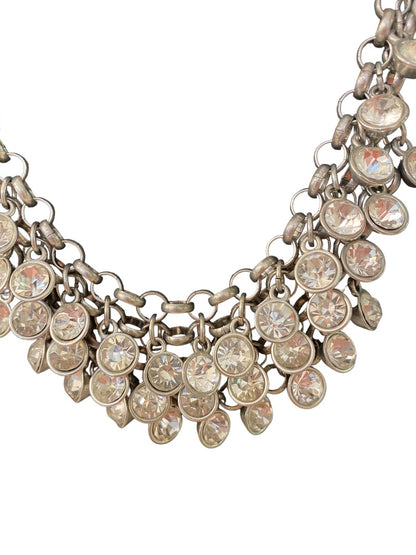 Silvertone Statement Necklace 22" Bib Style Chunky Chain