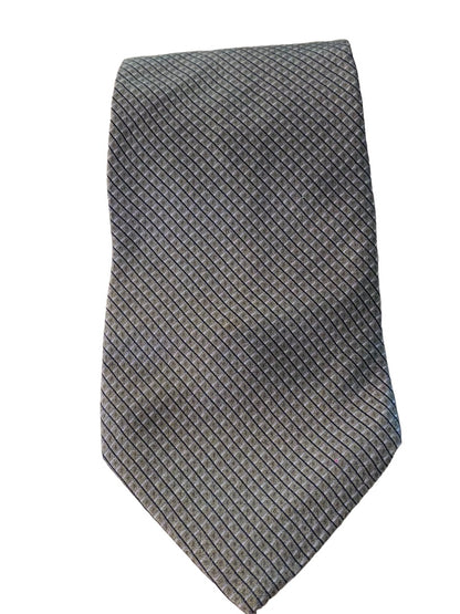 Neo Bill Blass Mens Necktie Silk Sage Green Blue Crosshatch Pattern 57"L Widest 3.75" Tie