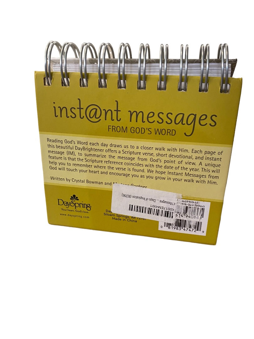 DaySpring Instant Messages from Gods Word Tabletop Spiral Bound Day Brightener