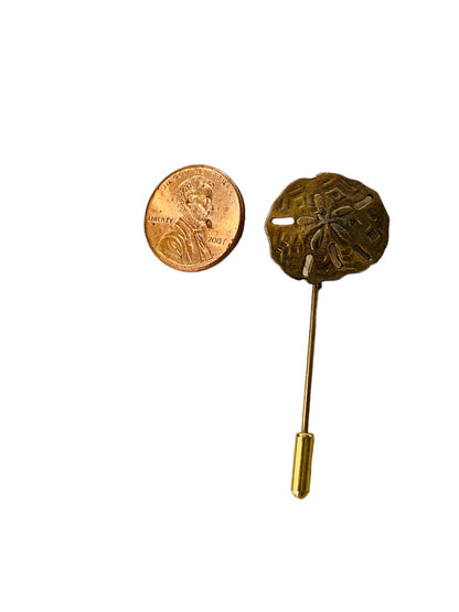 Vintage Goldtone Coppertone 2"l Stick Pin Sand Dollar Design (3/4")