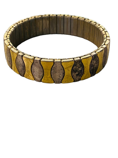 Silvertone Goldtone Stretch Bracelet Stainless Steel Oval Hourglass Design