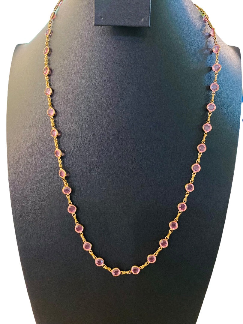 Goldtone Pink Signed Avon 22.5" Necklace Lobster Clasp