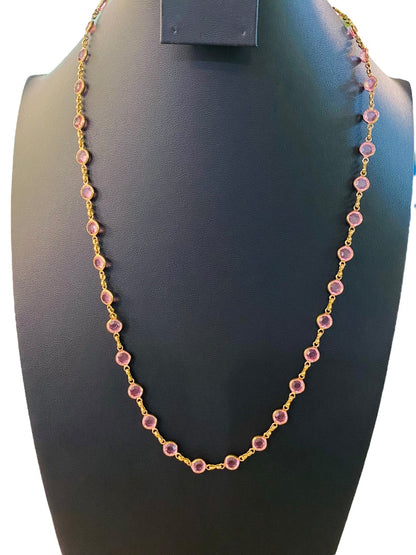Goldtone Pink Signed Avon 22.5" Necklace Lobster Clasp