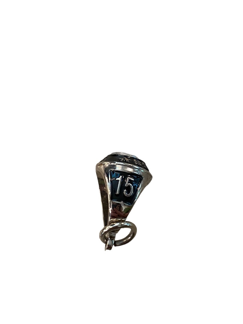 Class of 2015 Pendant Charm Silvertone Jewelry Miniature Ring 1" Drop