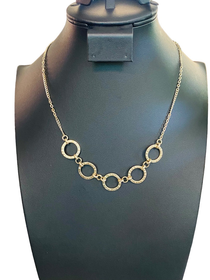 Goldtone Necklace Circles 18.5" Lobster Clasp