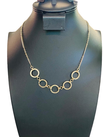 Goldtone Necklace Circles 18.5" Lobster Clasp