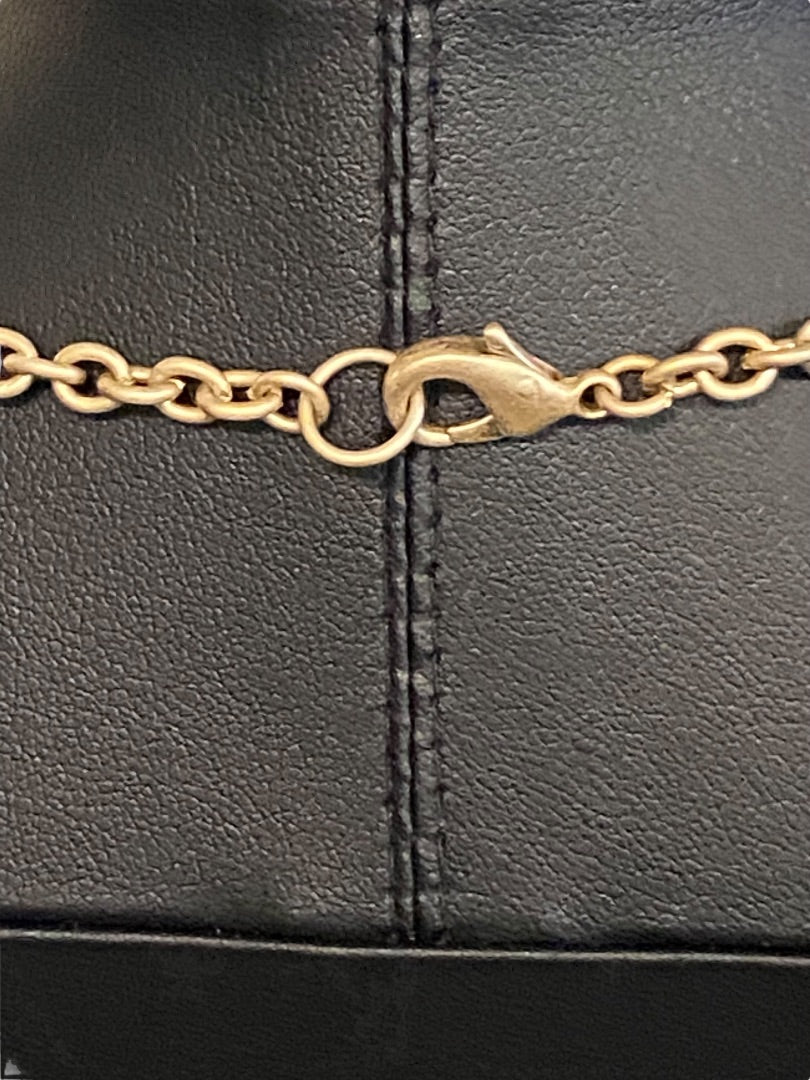 Brushed Goldtone Beaded Double Strand Necklace 17.5"Beaded 3" Drop