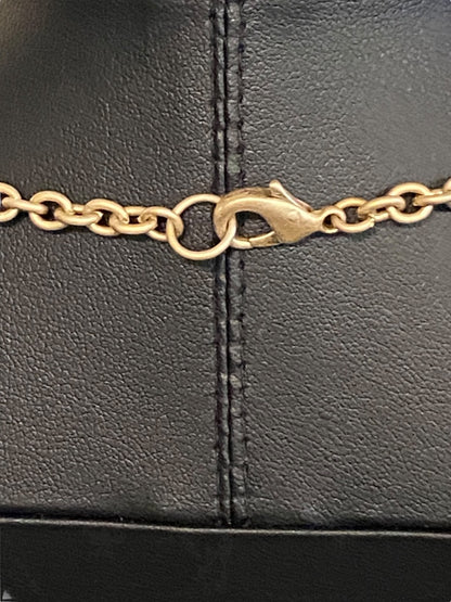 Brushed Goldtone Beaded Double Strand Necklace 17.5"Beaded 3" Drop