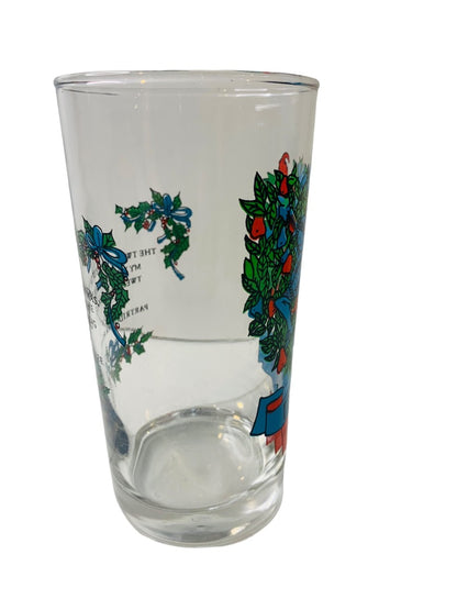 Vintage Tumbler Glass Taylor Smith & T 12th Day of Christmas 10 oz Drinking