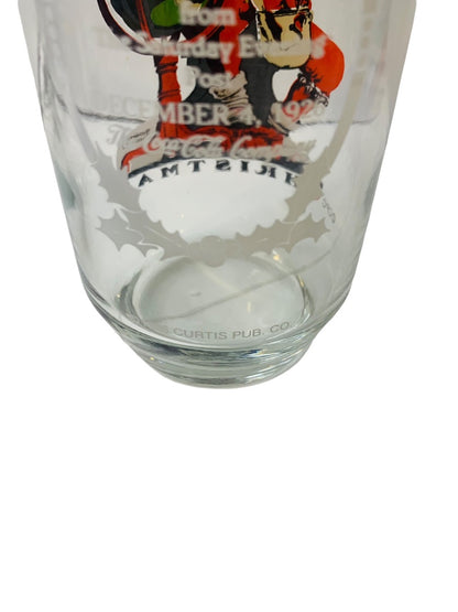 Coca Cola Christmas Tumbler Glass Reproduction of Norman Rockwell Curtis Pub Vintage