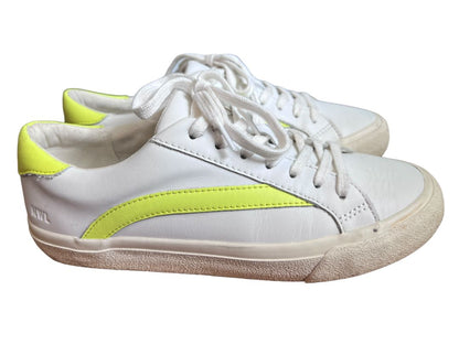 7.5 Madewell Sidewalk Neon Yellow White Sneakers Low Top Lace Up Leather