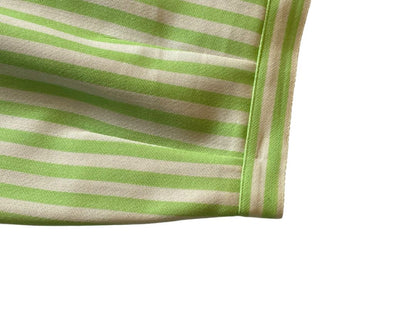 10 Guy Laroche Vintage Lime Green Striped Lined Skirt France