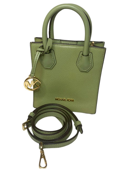 Michael Kors New Green Pebbled Leather Mercer Extra Satchel Crossbody Strap Light Sage