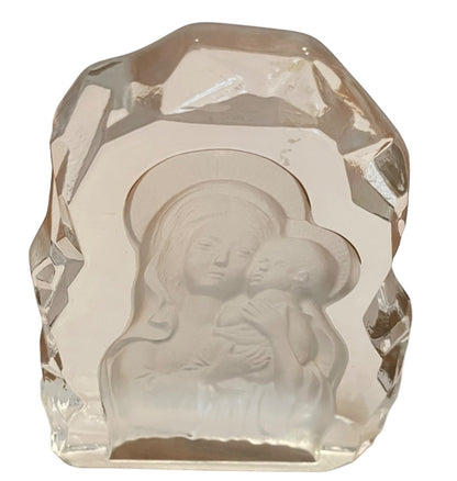 Vintage Virgin Mary & Infant Jesus Art Glass Figurine