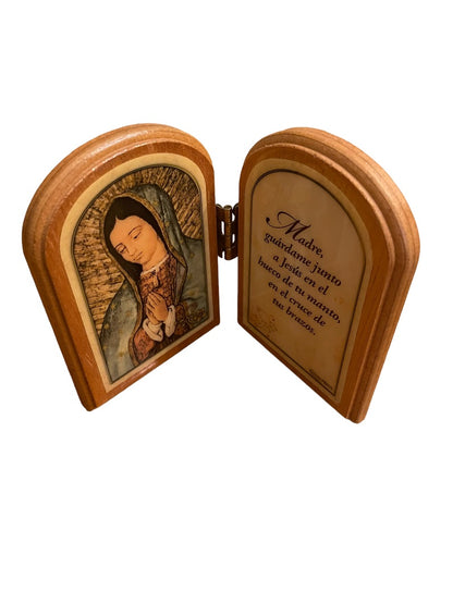 Our Lady of Guadalupe Morning Prayer Wooden Frame Hinge 4"h x 6"w