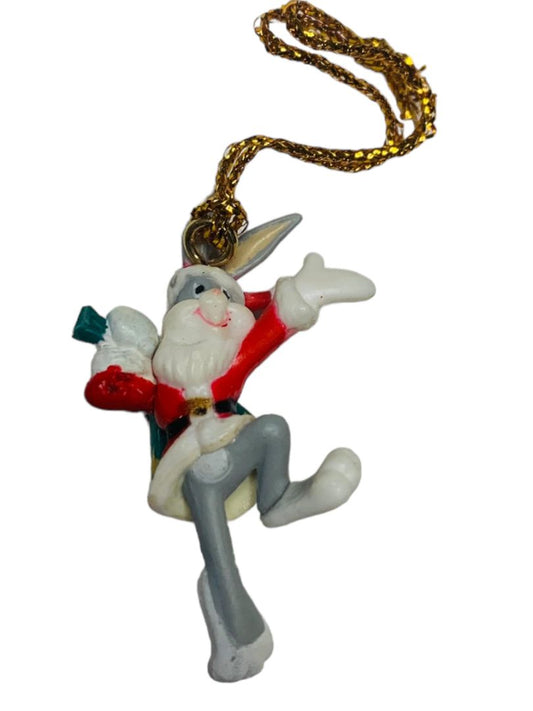 Vintage 1995 Looney Tunes Miniature  1.5" Bugs Bunny Santa Christmas Holiday Warner Bros Ornament