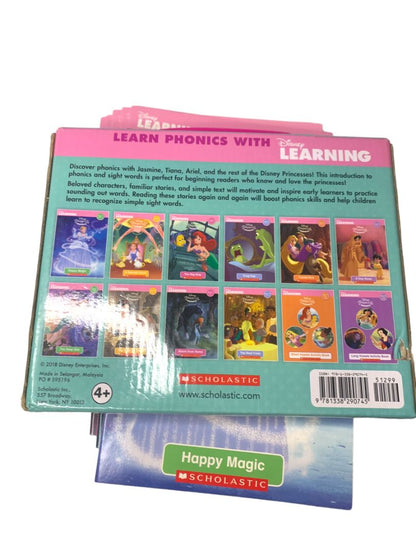 Scholastic Disney Princess Phonics Reading Program Box Set Of 12 Books K-1 Ages 4+