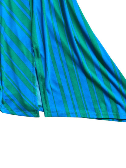 NWT XL Iman Turquoise Green Assymetric Belted Skirt