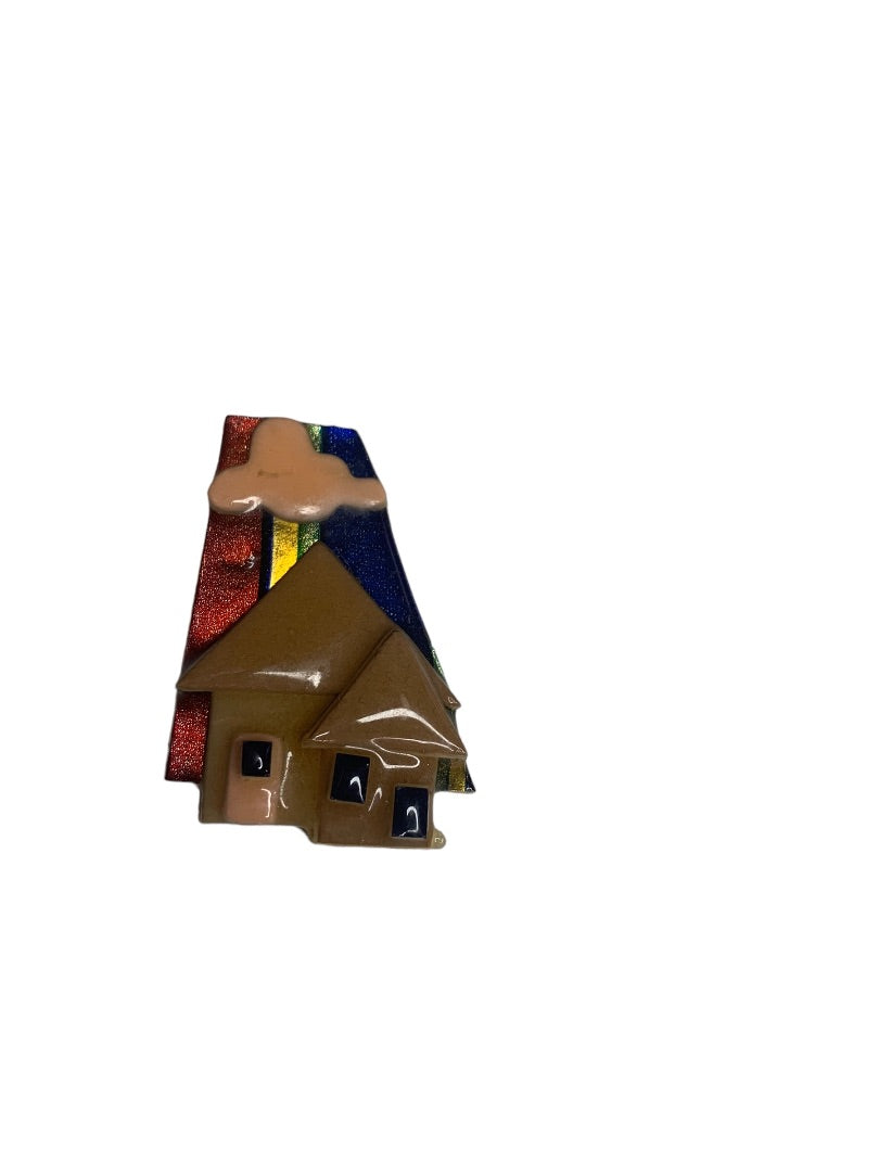 House Pins by Lucinda Brooch Brown House Cloud 2"h x 1.25"w Made in USA Maine