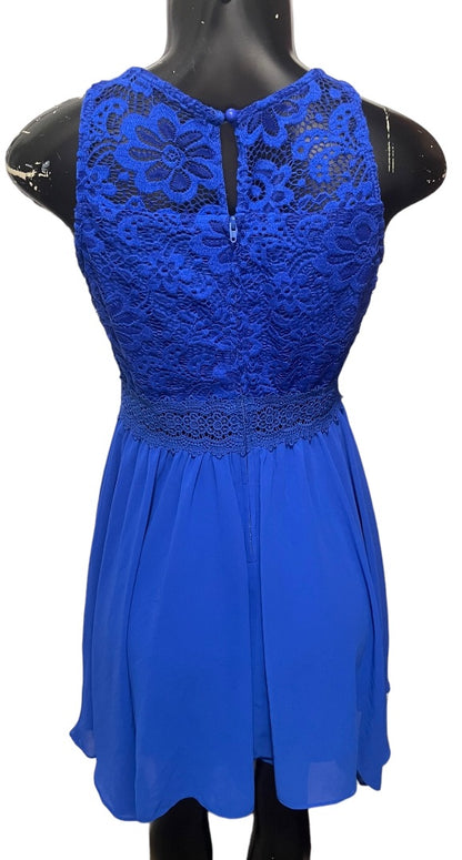 Size 16 Amy Byer Girls Royal Blue A-Line Dress Lace Bodice Sleeveless