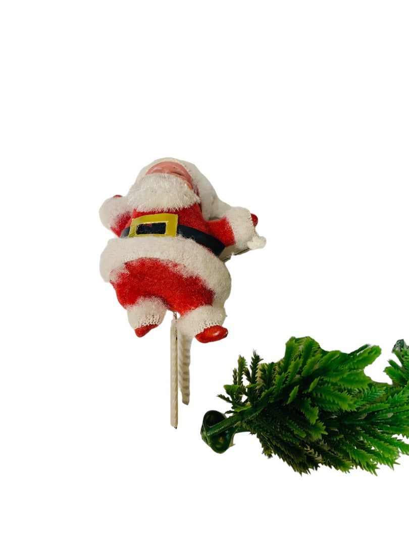 Midcentury Kitsch Holiday Decor Kit Snow Felted Santa Trees Lot of Craft