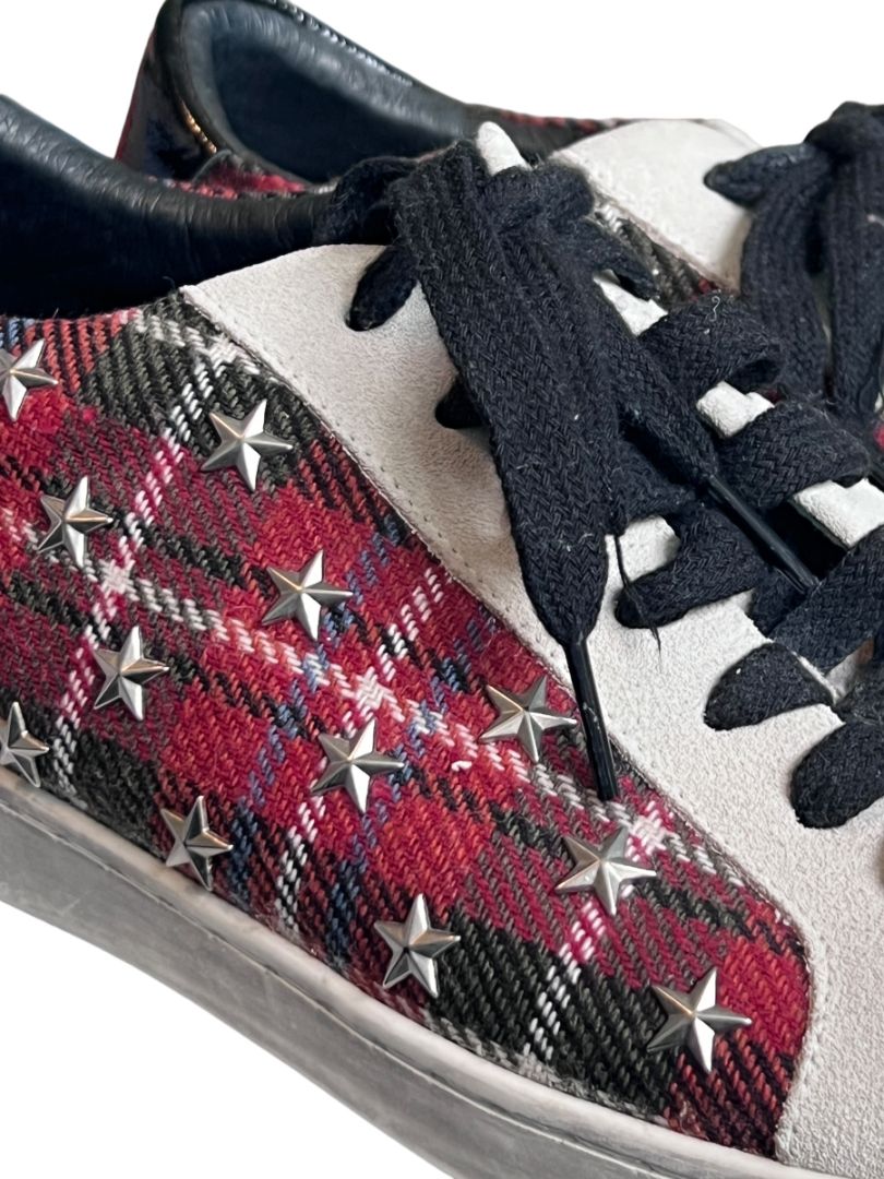 9 (40) Bibi Lou Plaid Flannel Suede Star Sneakers