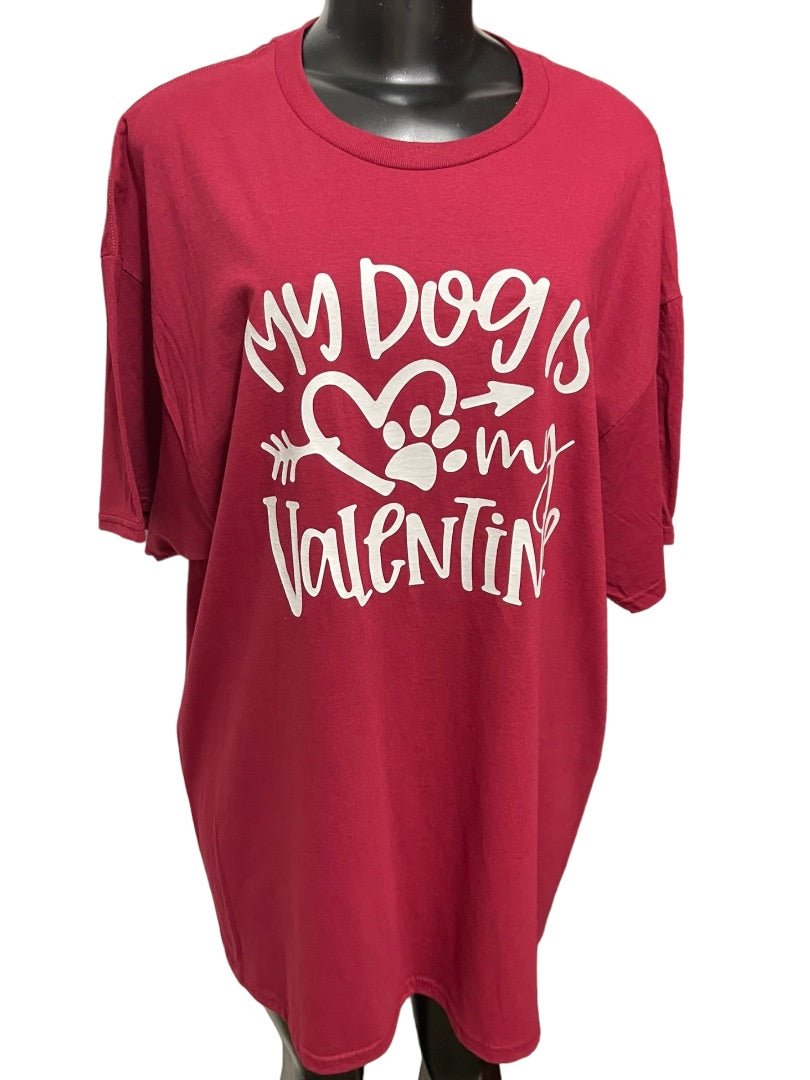 2XL Fruit of the Loom HD Cotton My Dog Is My Valentine T-Shirt Red