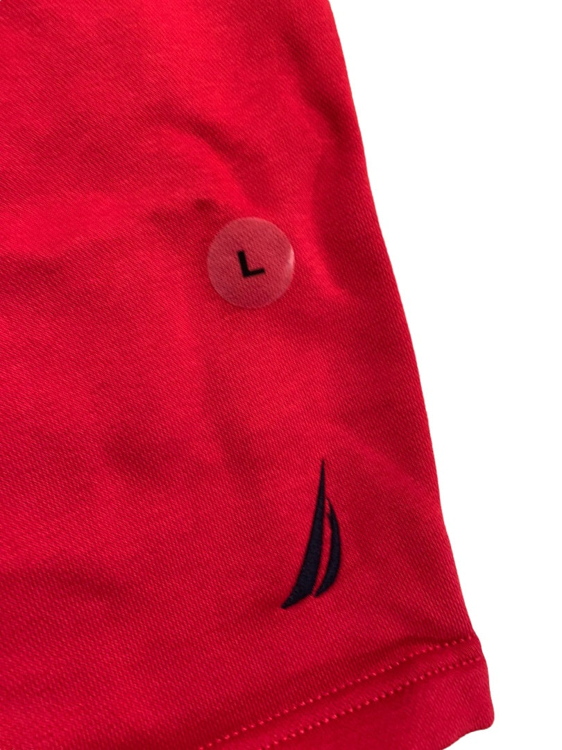 Large Nautica New Mens Red Fleece Lined Sweat Shorts Active Pockets KR9192