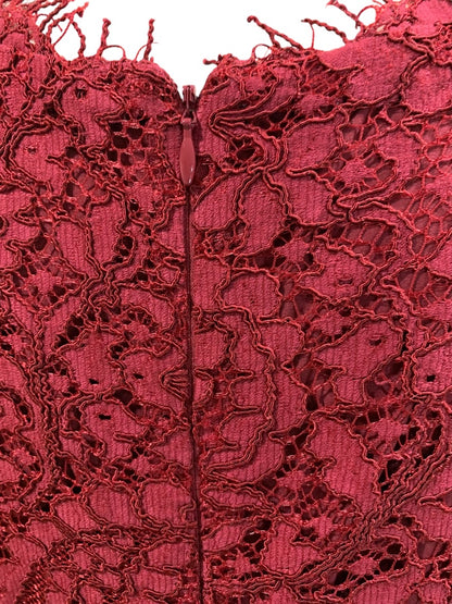 Size 16W Talbots Woman Burgundy Paisley Dress Lined Sheath Long Sleeve