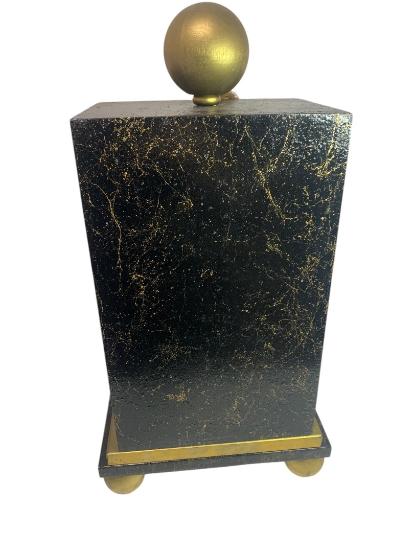 R.Stad Designs Black Gold Handmade Hinged Tabletop Cabinet Box for VHS Tapes 20"h x 10.5"w