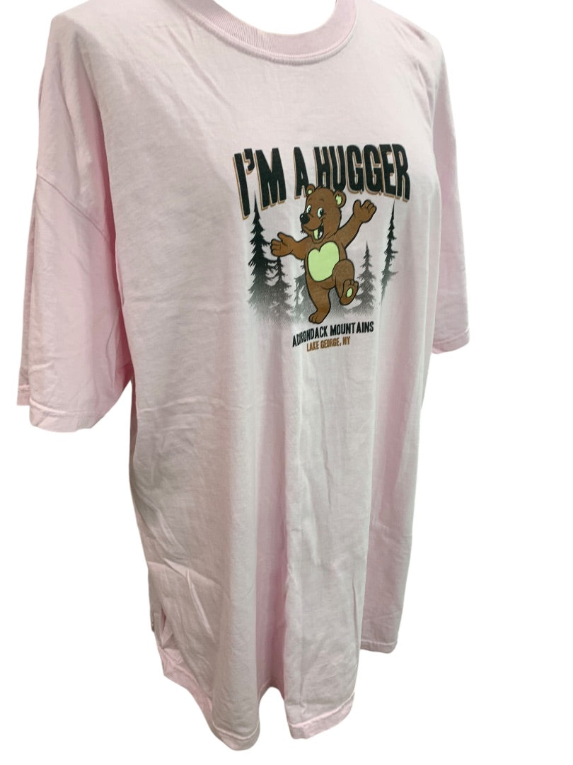 2XL Womens Pink Lake George Tshirt "I am a Hugger" NY Adirondack Mountains