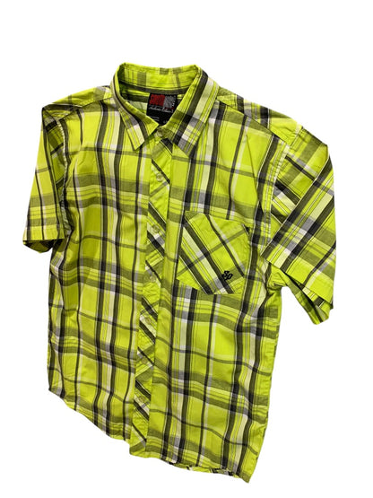 Large (16-18) South Pole Boys Youth Short Sleeve Neon Plaid Button Up Shirt