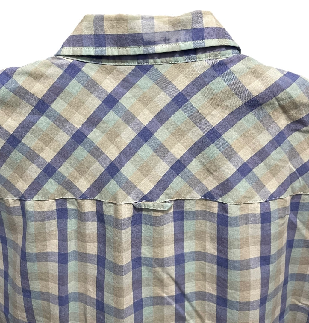 XXL Sun River Clothing Co. Short Sleeve Button Up Mens Shirt Plaid Blue