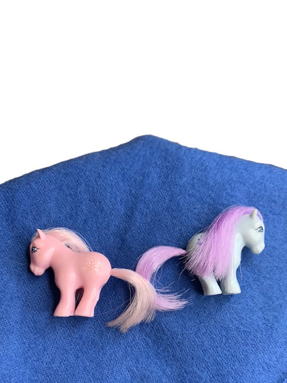 My Little Pony 1 Inch Minifigs Blue Belle Cotton Candy Minifigurines Hasbro Vintage