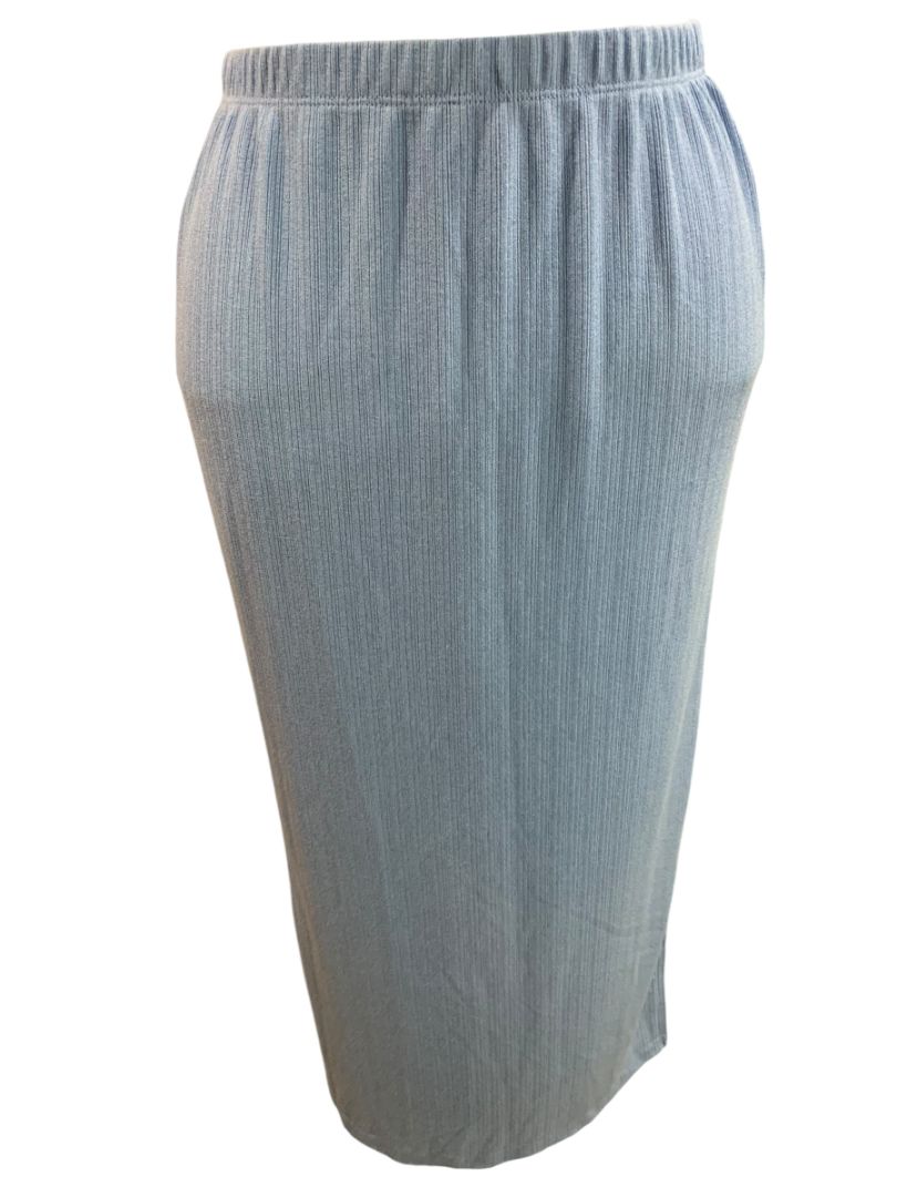 Small New In Ribbed Bodycon Midi Skirt Side Slits Blue Glittery Sparkles