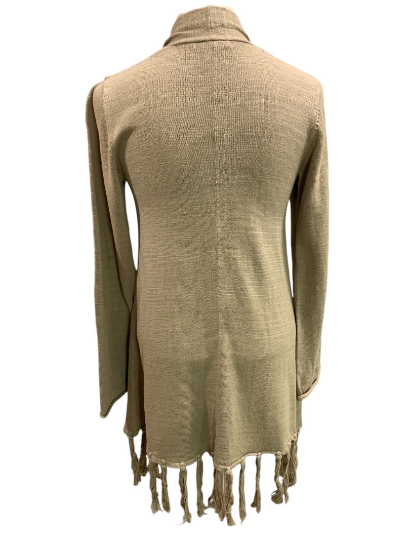 Small Lucky Brand Womens Open Cardigan Sweater Wool Blend Pockets Fringe