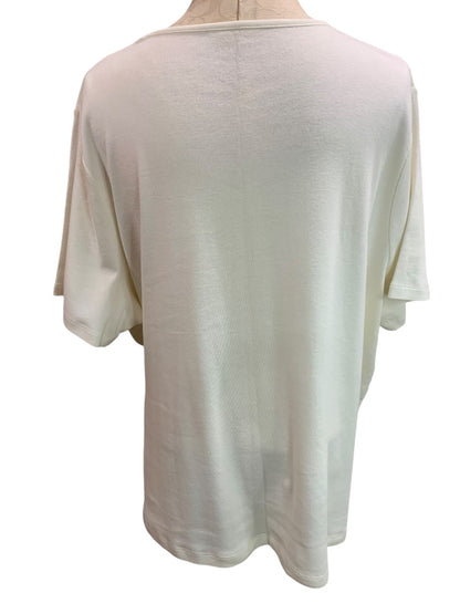 3X Appleseed's Womens Ivory Plus Size Short Sleeve Cotton