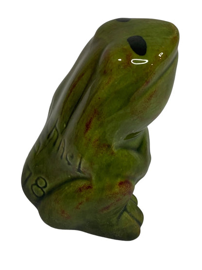 Vintage Handpainted Ceramic 3 Inch Frog Figurine Green 1978